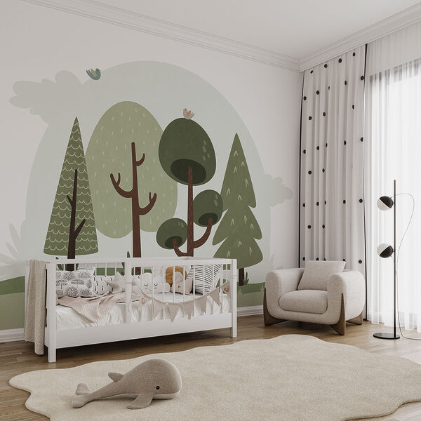 Wall mural Wall mural Cartoon of trees and grass (SKU: t00716)